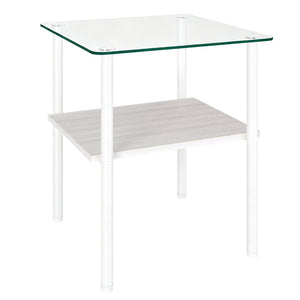 English Elm 2-Piece Modern Tempered Glass End Tables with MDF Shelf and Sleek Metal Frame White W241P486700