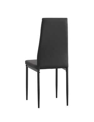 English Elm Modern Glass Top Dining Set Four PU Leather High Back Chairs Sleek Metal Frame W241S00071