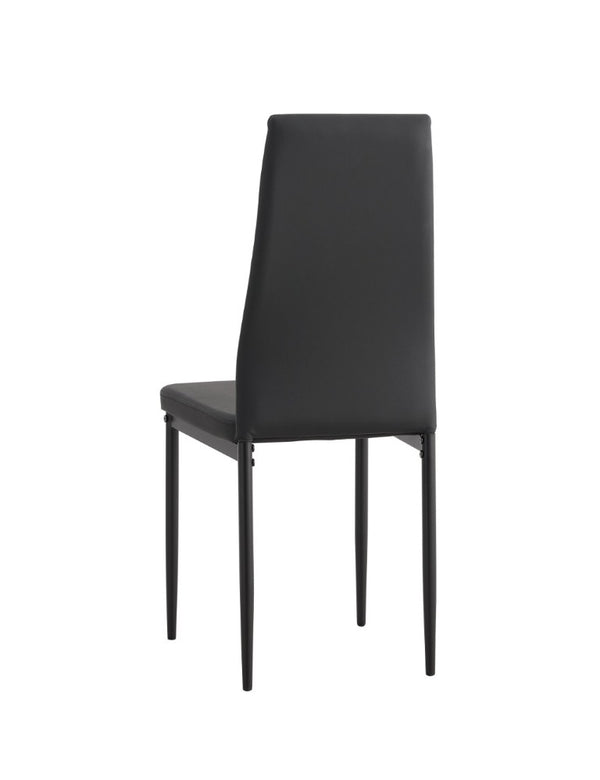 English Elm Modern Glass Top Dining Set Four PU Leather High Back Chairs Sleek Metal Frame W241S00071
