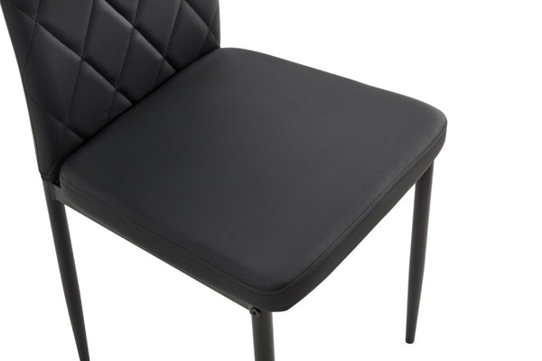 English Elm Modern Glass Top Dining Set Four PU Leather High Back Chairs Sleek Metal Frame W241S00071