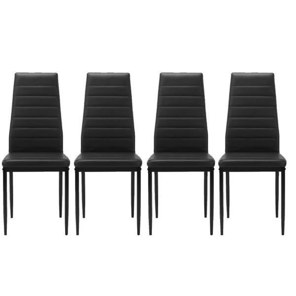 English Elm Elegant 5 Piece Dining Set with Tempered Glass Table and PU Leather Cushioned Chairs W241S00072