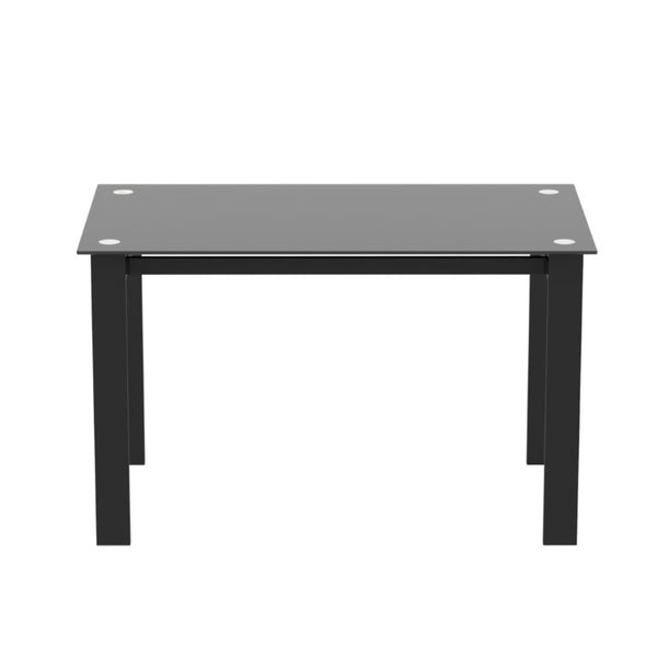 English Elm 52Modern Glass Top Dining Set Seats Four with PU Upholstered Chairs Matte Black Frame W241S00073