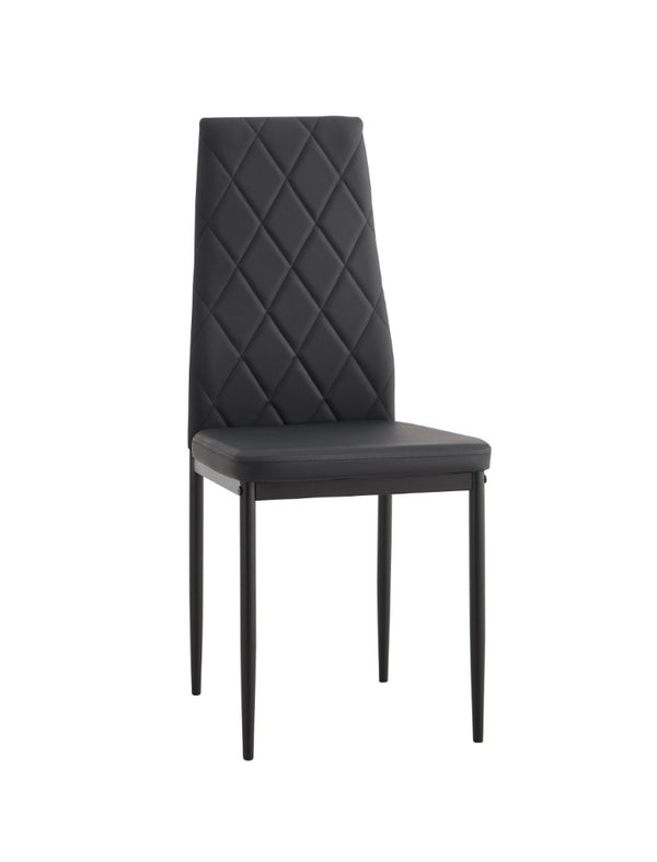 English Elm 52Modern Glass Top Dining Set Seats Four with PU Upholstered Chairs Matte Black Frame W241S00073