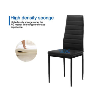 English Elm 52Tempered Glass Top Dining Set Seats Four with PU Leather Chairs Metal Frame W241S00074