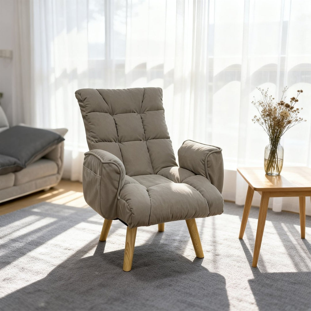 English Elm Rotatable, Lambswool Lounge Chair with Solid Wood Legs for Bedroom or Apartment W244P505750