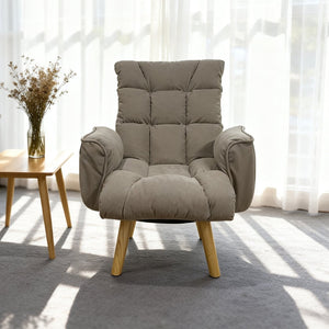 English Elm Rotatable, Lambswool Lounge Chair with Solid Wood Legs for Bedroom or Apartment W244P505750