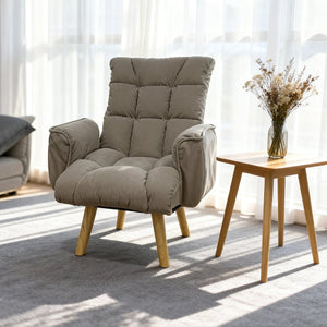 English Elm Rotatable, Lambswool Lounge Chair with Solid Wood Legs for Bedroom or Apartment W244P505750