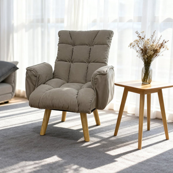 English Elm Rotatable, Lambswool Lounge Chair with Solid Wood Legs for Bedroom or Apartment W244P505750