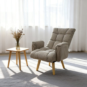 English Elm Rotatable, Lambswool Lounge Chair with Solid Wood Legs for Bedroom or Apartment W244P505750