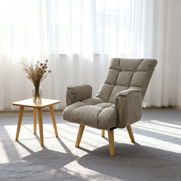 English Elm Rotatable, Lambswool Lounge Chair with Solid Wood Legs for Bedroom or Apartment W244P505750