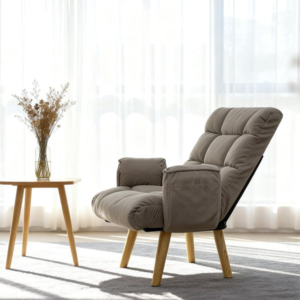 English Elm Rotatable, Lambswool Lounge Chair with Solid Wood Legs for Bedroom or Apartment W244P505750