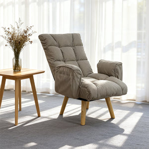 English Elm Rotatable, Lambswool Lounge Chair with Solid Wood Legs for Bedroom or Apartment W244P505750