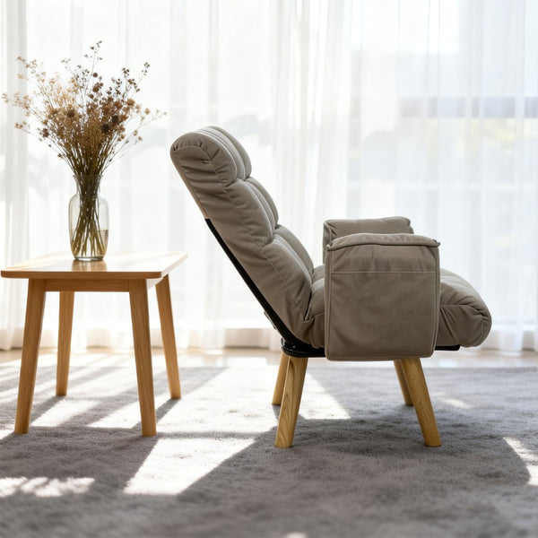 English Elm Rotatable, Lambswool Lounge Chair with Solid Wood Legs for Bedroom or Apartment W244P505750