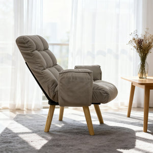 English Elm Rotatable, Lambswool Lounge Chair with Solid Wood Legs for Bedroom or Apartment W244P505750