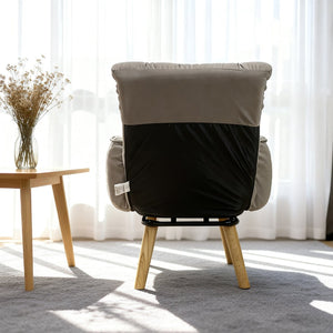 English Elm Rotatable, Lambswool Lounge Chair with Solid Wood Legs for Bedroom or Apartment W244P505750