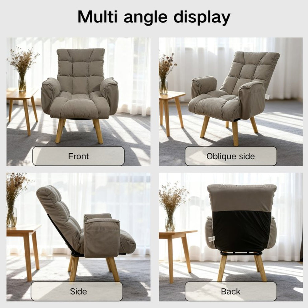 English Elm Rotatable, Lambswool Lounge Chair with Solid Wood Legs for Bedroom or Apartment W244P505750