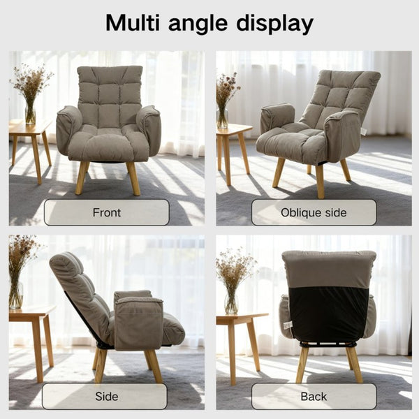 English Elm Rotatable, Lambswool Lounge Chair with Solid Wood Legs for Bedroom or Apartment W244P505750