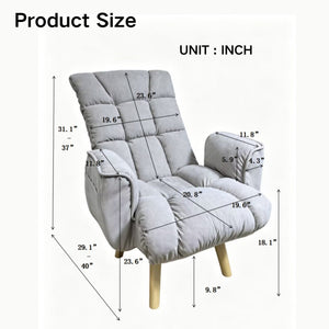 English Elm Rotatable, Lambswool Lounge Chair with Solid Wood Legs for Bedroom or Apartment W244P505750