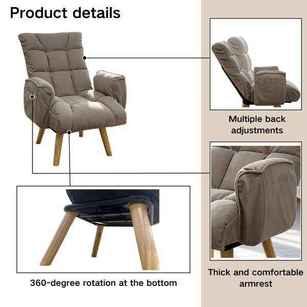 English Elm Rotatable, Lambswool Lounge Chair with Solid Wood Legs for Bedroom or Apartment W244P505750