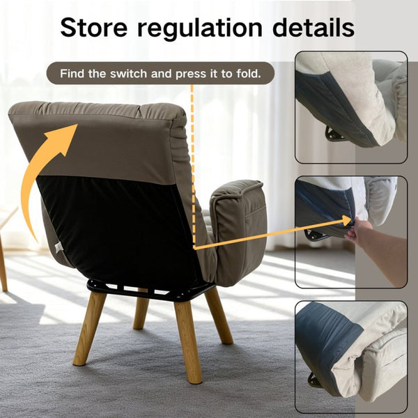 English Elm Rotatable, Lambswool Lounge Chair with Solid Wood Legs for Bedroom or Apartment W244P505750