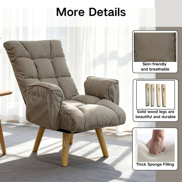 English Elm Rotatable, Lambswool Lounge Chair with Solid Wood Legs for Bedroom or Apartment W244P505750