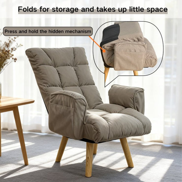 English Elm Rotatable, Lambswool Lounge Chair with Solid Wood Legs for Bedroom or Apartment W244P505750