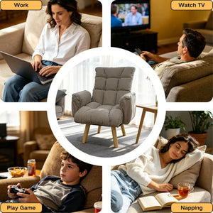 English Elm Rotatable, Lambswool Lounge Chair with Solid Wood Legs for Bedroom or Apartment W244P505750