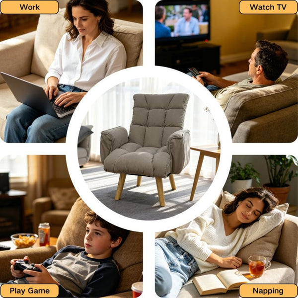 English Elm Rotatable, Lambswool Lounge Chair with Solid Wood Legs for Bedroom or Apartment W244P505750