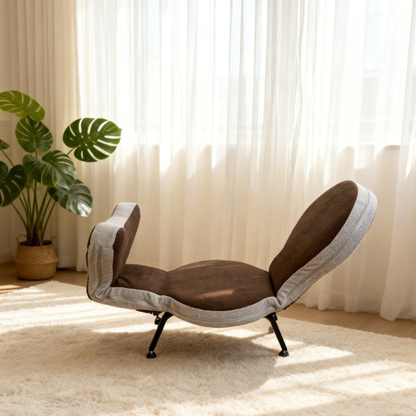 English Elm Multi-functional Teddy Velvet Floor Chair Foldable Ergonomic Lounger for Bedroom Living W244P505756