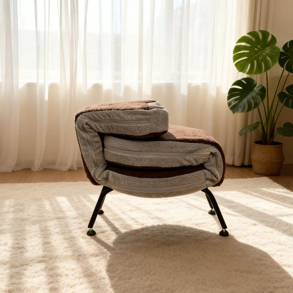 English Elm Multi-functional Teddy Velvet Floor Chair Foldable Ergonomic Lounger for Bedroom Living W244P505756