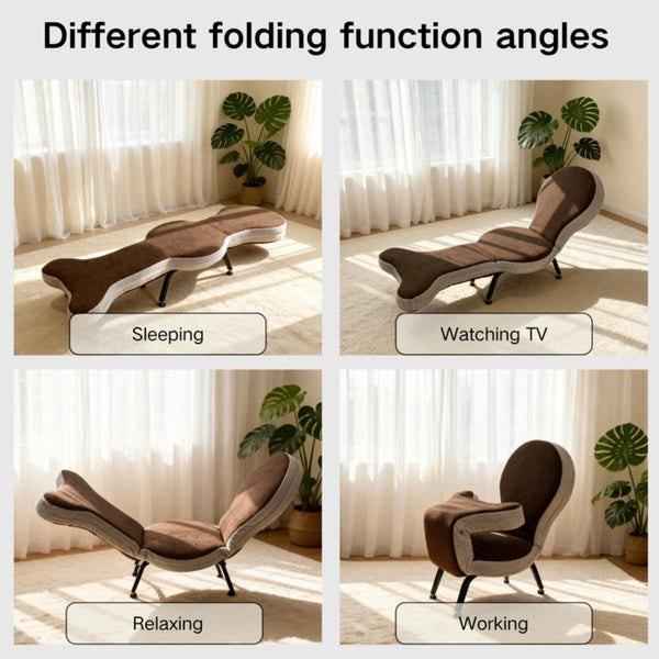 English Elm Multi-functional Teddy Velvet Floor Chair Foldable Ergonomic Lounger for Bedroom Living W244P505756