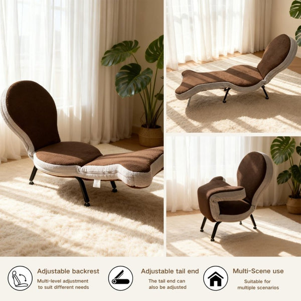 English Elm Multi-functional Teddy Velvet Floor Chair Foldable Ergonomic Lounger for Bedroom Living W244P505756