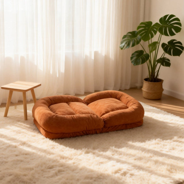 English Elm Egg Folding Floor Lounger Terry Fabric Convertible Sofa Bed for Compact Living Spaces W244P505772