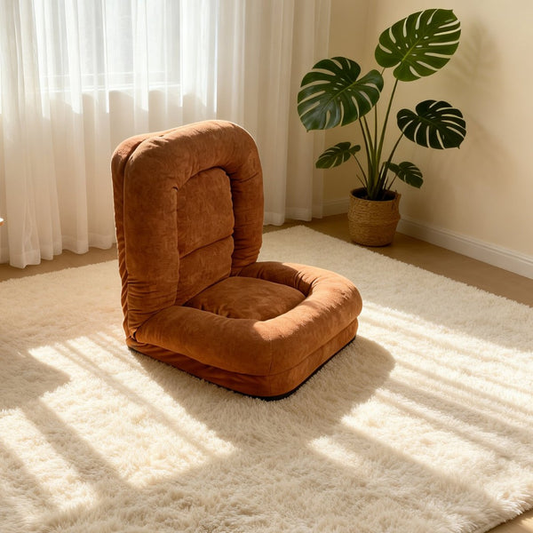 English Elm Egg Folding Floor Lounger Terry Fabric Convertible Sofa Bed for Compact Living Spaces W244P505772