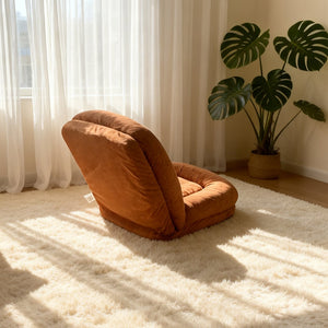 English Elm Egg Folding Floor Lounger Terry Fabric Convertible Sofa Bed for Compact Living Spaces W244P505772