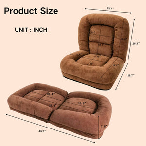 English Elm Egg Folding Floor Lounger Terry Fabric Convertible Sofa Bed for Compact Living Spaces W244P505772