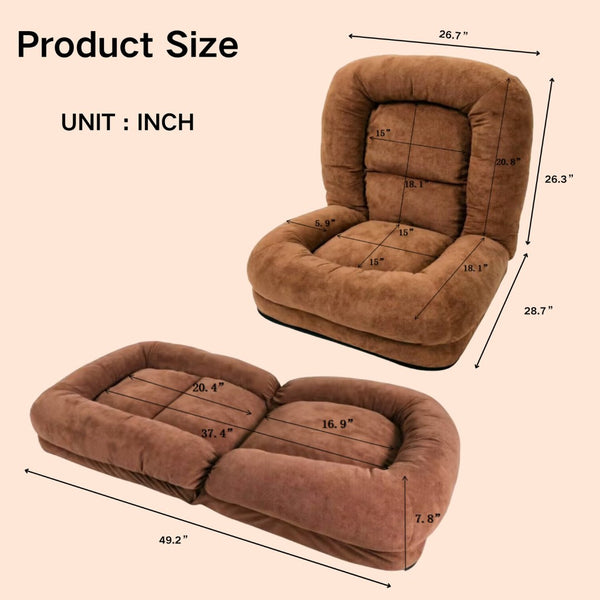 English Elm Egg Folding Floor Lounger Terry Fabric Convertible Sofa Bed for Compact Living Spaces W244P505772