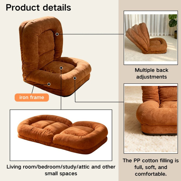 English Elm Egg Folding Floor Lounger Terry Fabric Convertible Sofa Bed for Compact Living Spaces W244P505772