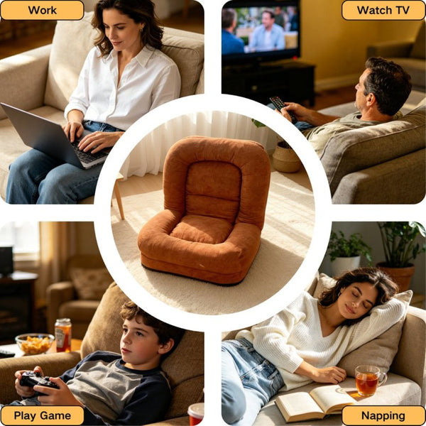 English Elm Egg Folding Floor Lounger Terry Fabric Convertible Sofa Bed for Compact Living Spaces W244P505772