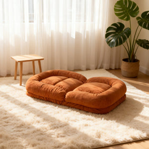English Elm Egg Folding Floor Lounger Terry Fabric Convertible Sofa Bed for Compact Living Spaces W244P505772