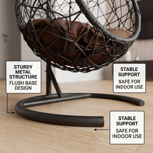 English Elm Cat Egg Chair Swing Bed with Wicker Style Stand and Washable Cushion for Pets W2500P283879