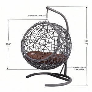 English Elm Cat Egg Chair Swing Bed with Wicker Style Stand and Washable Cushion for Pets W2500P283879