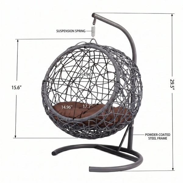 English Elm Cat Egg Chair Swing Bed with Wicker Style Stand and Washable Cushion for Pets W2500P283879