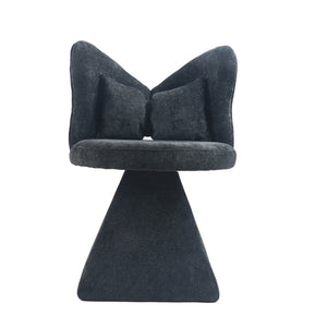 English Elm Vanity Swivel Accent Chair Butterfly Back Chenille Velvet Upholstered for Bedroom or Dining Black W2500P366866
