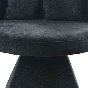 English Elm Vanity Swivel Accent Chair Butterfly Back Chenille Velvet Upholstered for Bedroom or Dining Black W2500P366866