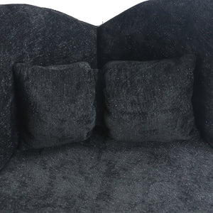 English Elm Vanity Swivel Accent Chair Butterfly Back Chenille Velvet Upholstered for Bedroom or Dining Black W2500P366866