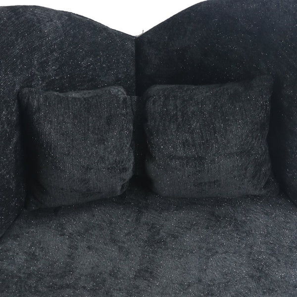 English Elm Vanity Swivel Accent Chair Butterfly Back Chenille Velvet Upholstered for Bedroom or Dining Black W2500P366866