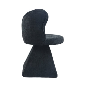 English Elm Vanity Swivel Accent Chair Butterfly Back Chenille Velvet Upholstered for Bedroom or Dining Black W2500P366866