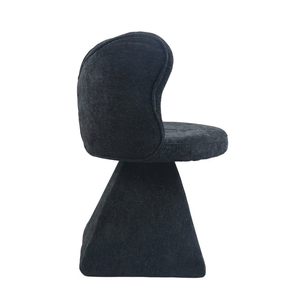 English Elm Vanity Swivel Accent Chair Butterfly Back Chenille Velvet Upholstered for Bedroom or Dining Black W2500P366866
