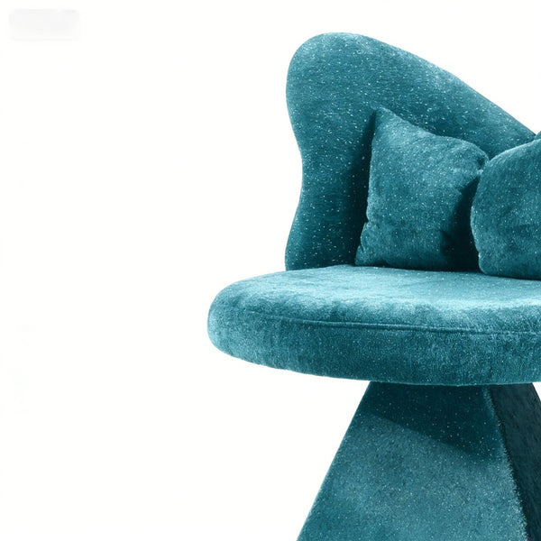English Elm Vanity Swivel Accent Chair Butterfly Back Chenille Velvet Upholstered for Bedroom or Dining Blue W2500P366917